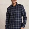 Best River Woods Slim fit geruit flanellen hemd blauw/beige -