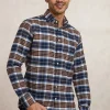 Clearance River Woods Slim fit geruit flanellen hemd blauw/bruin -