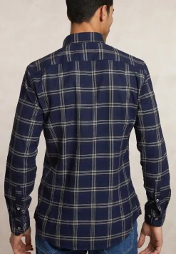 Best River Woods Slim fit geruit flanellen hemd blauw/beige -