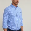Hot River Woods Slim fit geruit hemd blauw/wit -