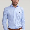Online River Woods Slim fit geruit hemd blauw/wit -