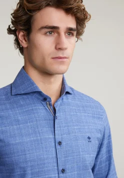 Outlet River Woods Slim fit geruit hemd blauw -