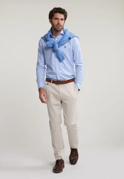 Online River Woods Slim fit geruit hemd blauw/wit -