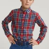 Online River Woods Slim fit geruit hemd groen/rood -
