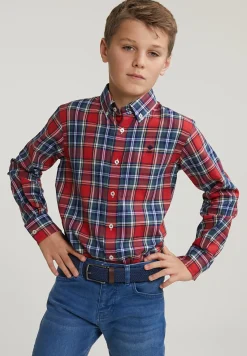 Online River Woods Slim fit geruit hemd groen/rood -