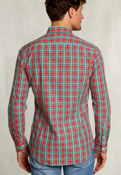 Hot River Woods Slim fit geruit hemd groen/rood -