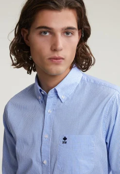Outlet River Woods Slim fit geruit hemd met zak blauw/wit -