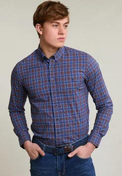 Sale River Woods Slim fit geruit hemd rood/blauw -