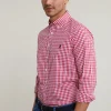 Best River Woods Slim fit geruit hemd rood/wit -