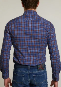 Sale River Woods Slim fit geruit hemd rood/blauw -
