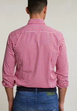 Best River Woods Slim fit geruit hemd rood/wit -
