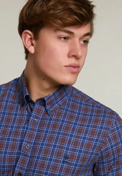Sale River Woods Slim fit geruit hemd rood/blauw -