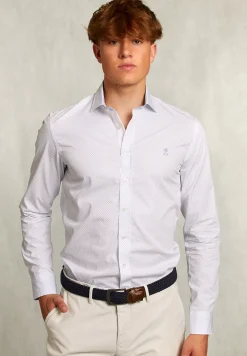 Clearance River Woods Slim fit gestipt hemd blauw/wit -