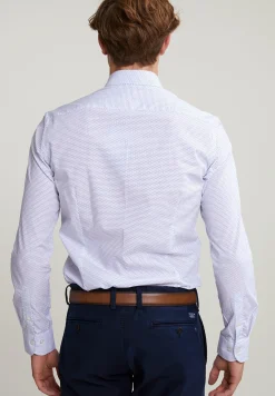 Fashion River Woods Slim fit gestipt hemd blauw/wit -