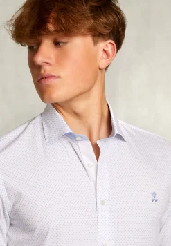 Clearance River Woods Slim fit gestipt hemd blauw/wit -