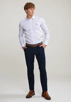 Fashion River Woods Slim fit gestipt hemd blauw/wit -