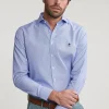 Hot River Woods Slim fit gestreept hemd blauw/wit -