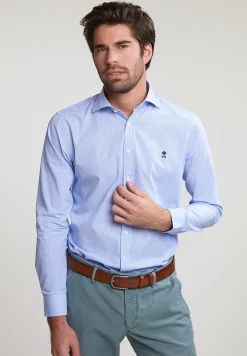 Online River Woods Slim fit gestreept hemd blauw/wit -