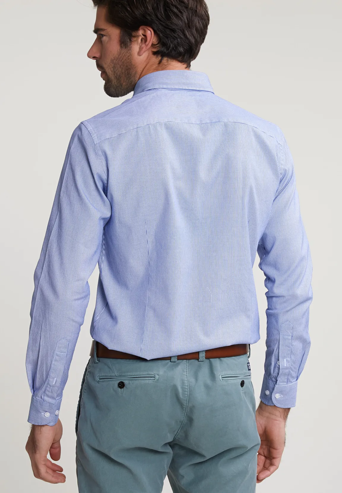 Hot River Woods Slim fit gestreept hemd blauw/wit -