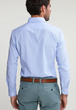 Online River Woods Slim fit gestreept hemd blauw/wit -