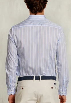 Fashion River Woods Slim fit gestreept hemd blauw/wit -