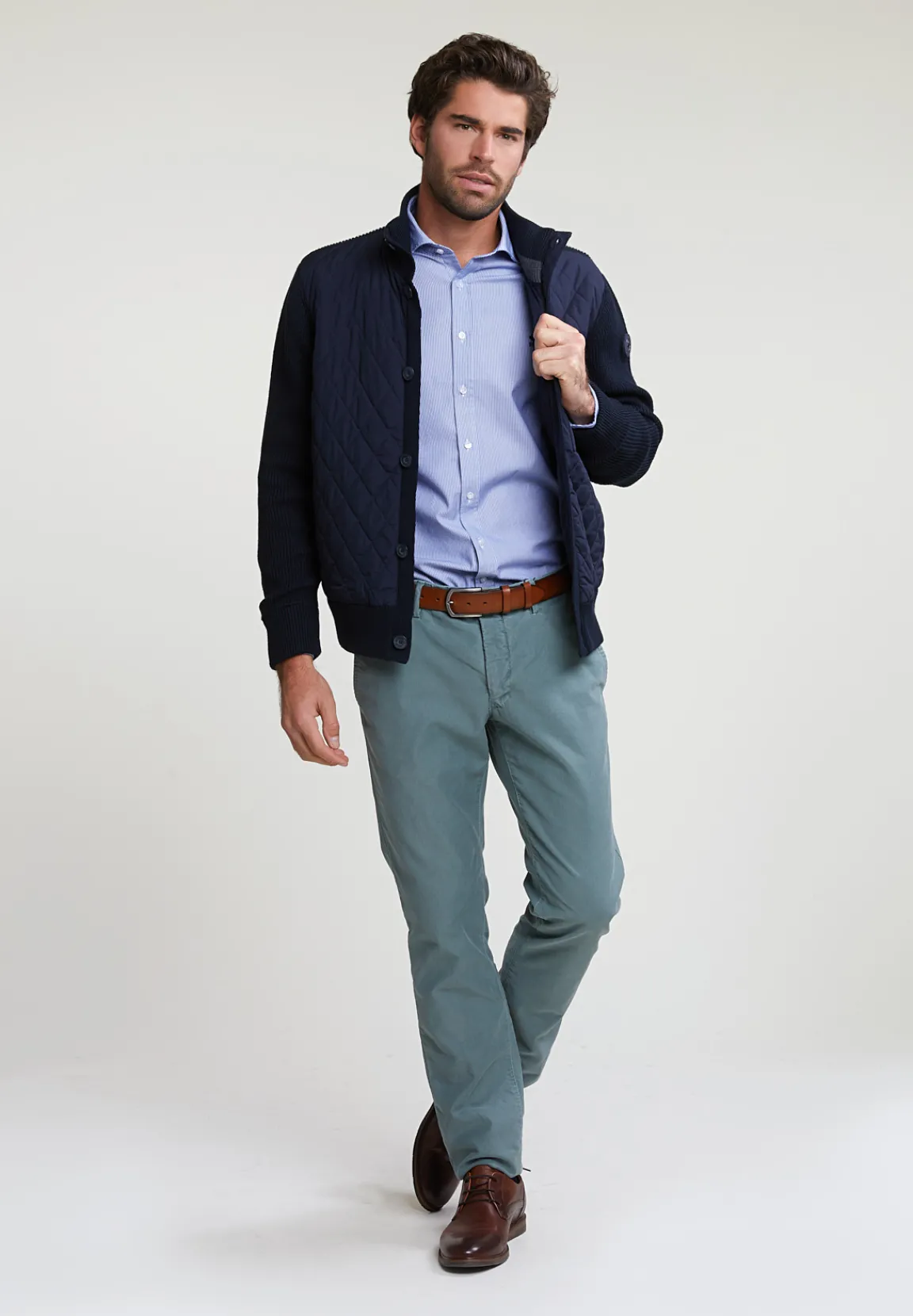 Hot River Woods Slim fit gestreept hemd blauw/wit -