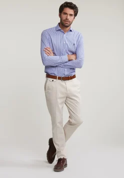 Sale River Woods Slim fit gestreept hemd blauw/wit -