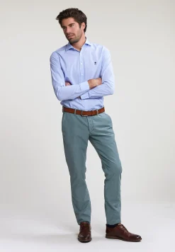 Online River Woods Slim fit gestreept hemd blauw/wit -
