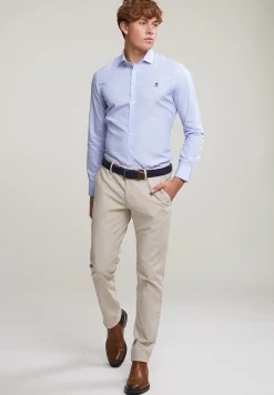 Best River Woods Slim fit gestreept hemd blauw/wit -