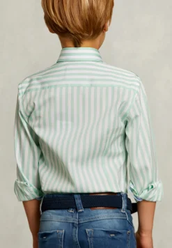 Best River Woods Slim fit gestreept hemd groen/wit -