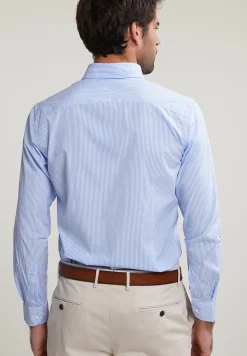 Hot River Woods Slim fit gestreept hemd met zak blauw/wit -
