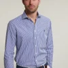 Outlet River Woods Slim fit gestreept katoenen hemd blauw/wit -