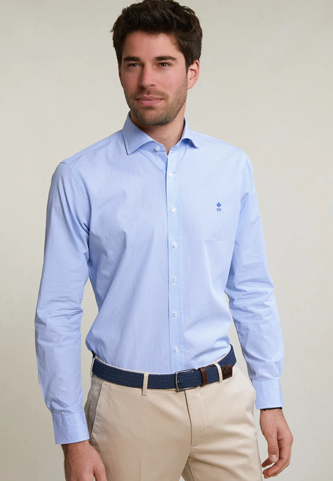 Sale River Woods Slim fit gestreept katoenen hemd blauw/wit -