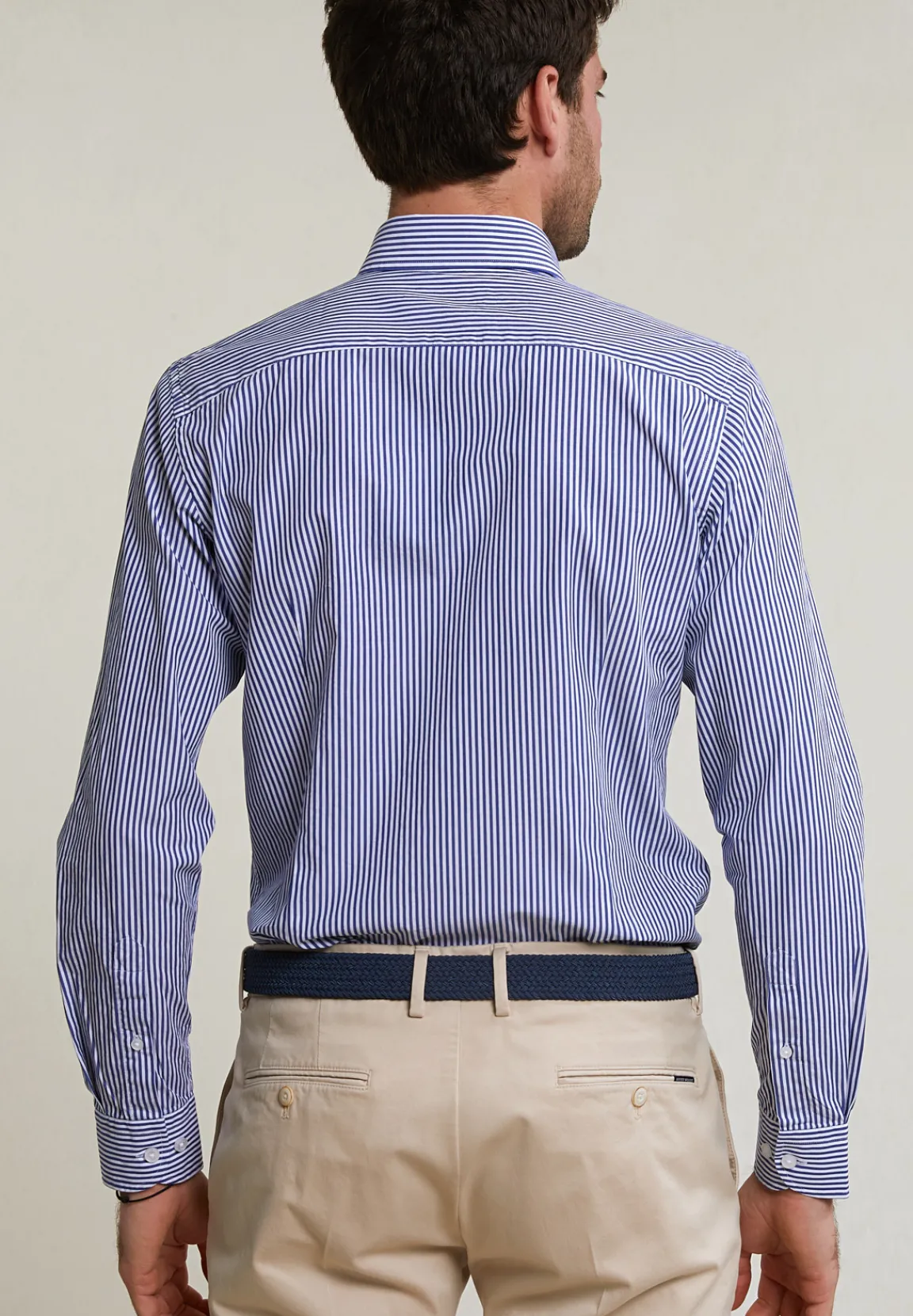Outlet River Woods Slim fit gestreept katoenen hemd blauw/wit -