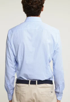 Best River Woods Slim fit gestreept katoenen hemd blauw -