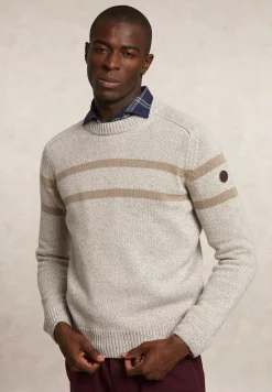 Sale River Woods Slim fit gestreepte wol-kasjmier trui mushroom -