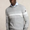Hot River Woods Slim fit gestreepte wol-kasjmier trui mid grey mix -