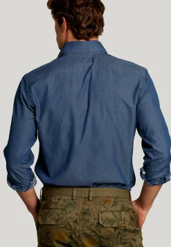 Online River Woods Slim fit jeanshemd dark bleach -