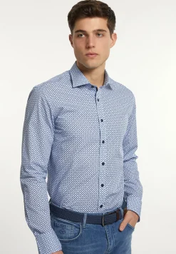 Online River Woods Slim fit katoenen fantasiehemd blauw/ wit -