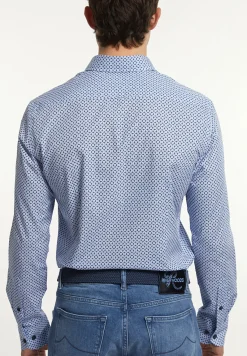Online River Woods Slim fit katoenen fantasiehemd blauw/ wit -