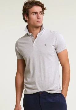 Discount River Woods Slim fit katoenen gestreepte polo old wood mix -
