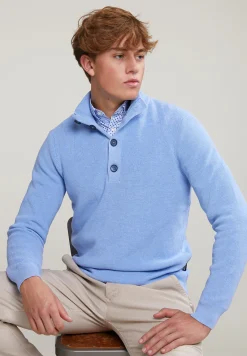New River Woods Slim fit katoenen trui opstaande kraag -