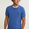 New River Woods Slim fit katoenen trui ronde hals korte mouwen lake mix -