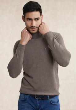 Fashion River Woods Slim fit merino rolkraag trui croissant mix -