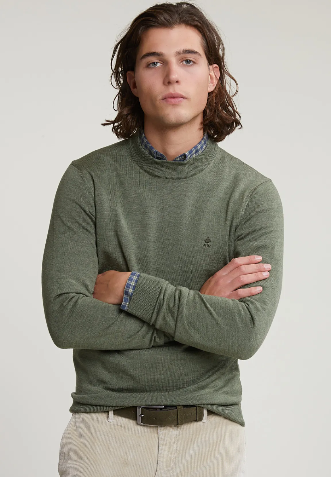 Discount River Woods Slim fit merinotrui ronde hals fynboss mix -