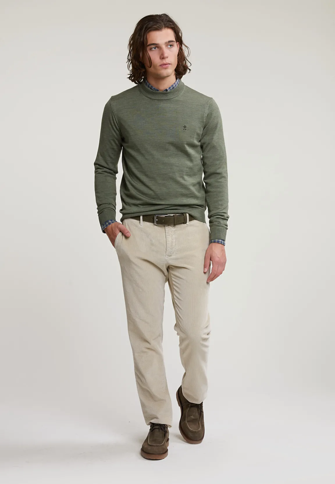 Discount River Woods Slim fit merinotrui ronde hals fynboss mix -