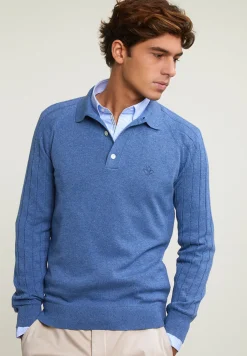 Fashion River Woods Slim fit pima katoen polotrui blauw -