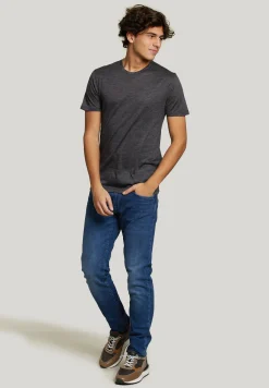 Fashion River Woods Slim fit scheerwol T-shirt grijs -