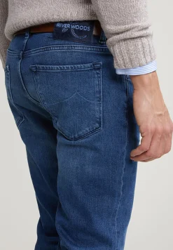 Outlet River Woods Slim fit stretch jeansbroek 5-zakken light stone -
