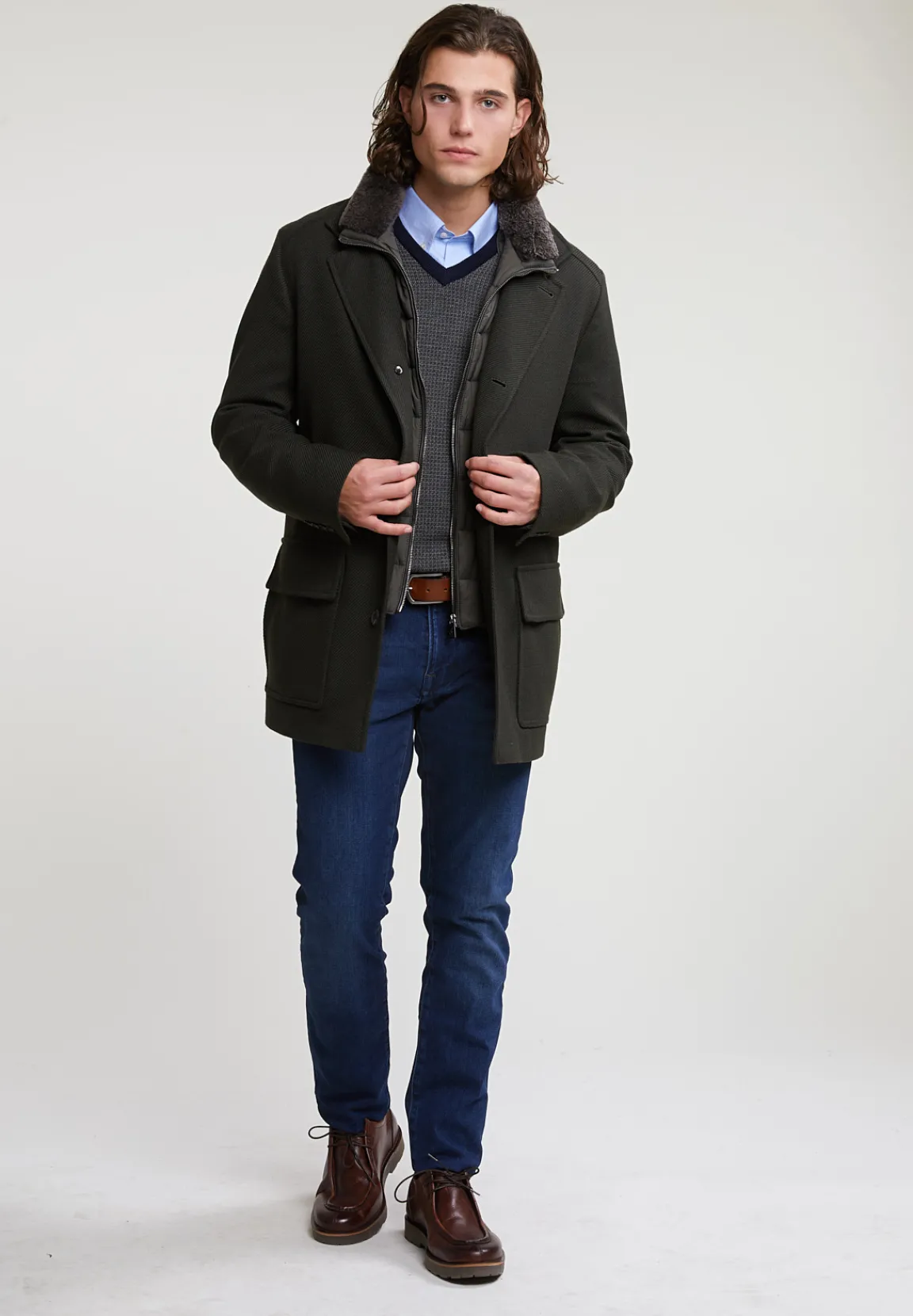 Outlet River Woods Slim fit stretch jeansbroek 5-zakken dark stone -